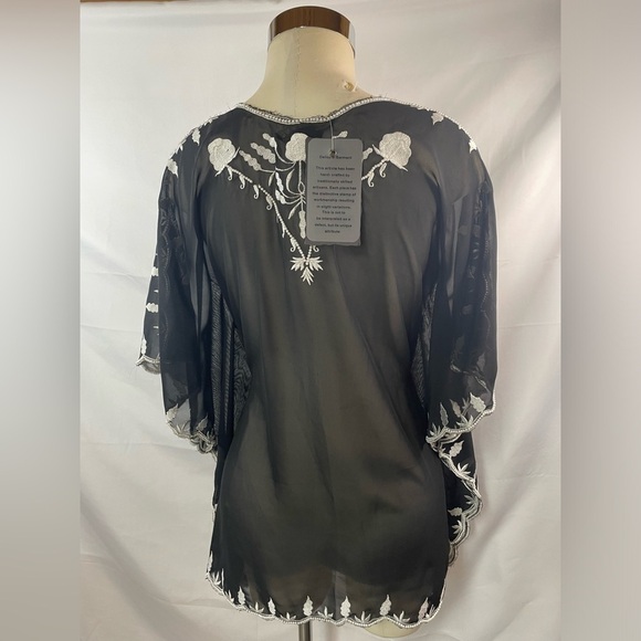 Silk Threads poncho styled blouse. This is sheer and beaded, very pretty! - Picture 2 of 5